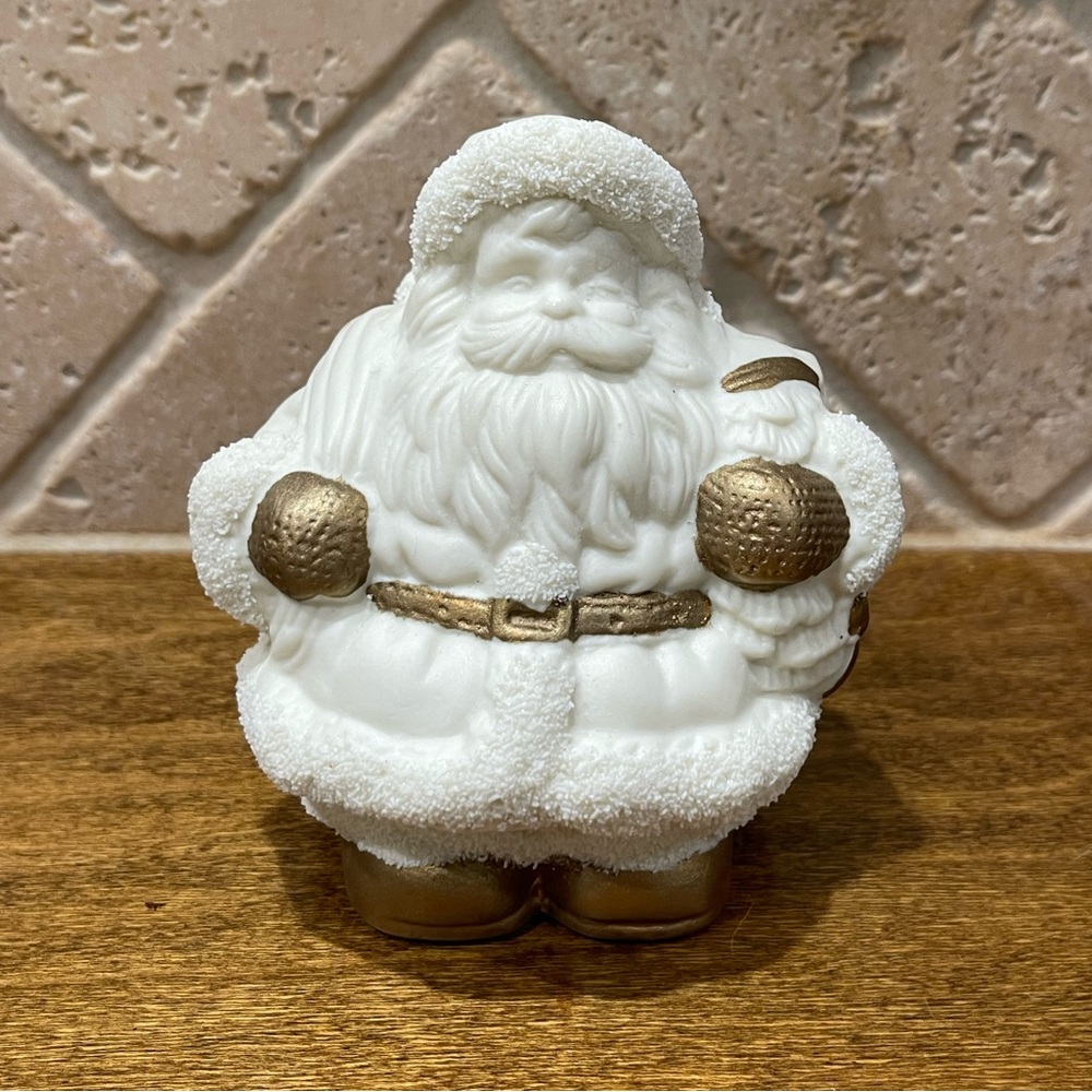 White and Gold Santa Figurine